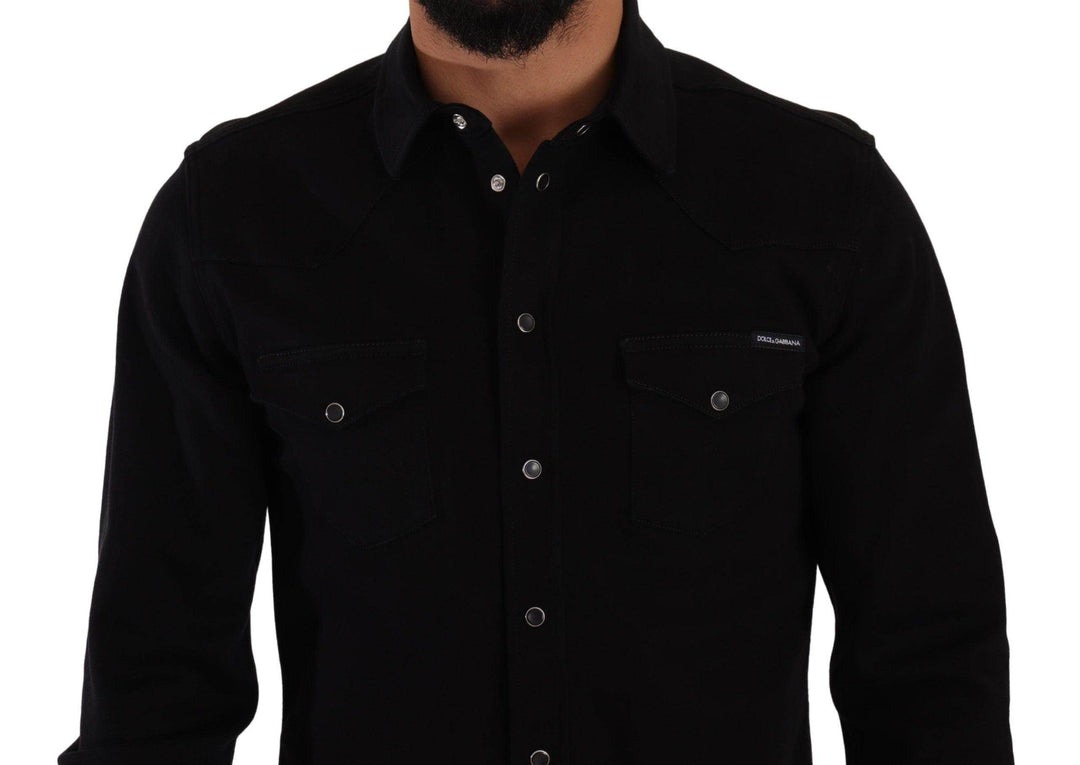 Dolce & Gabbana Lässiges schwarzes Designerhemd in schmaler Passform - Léoré