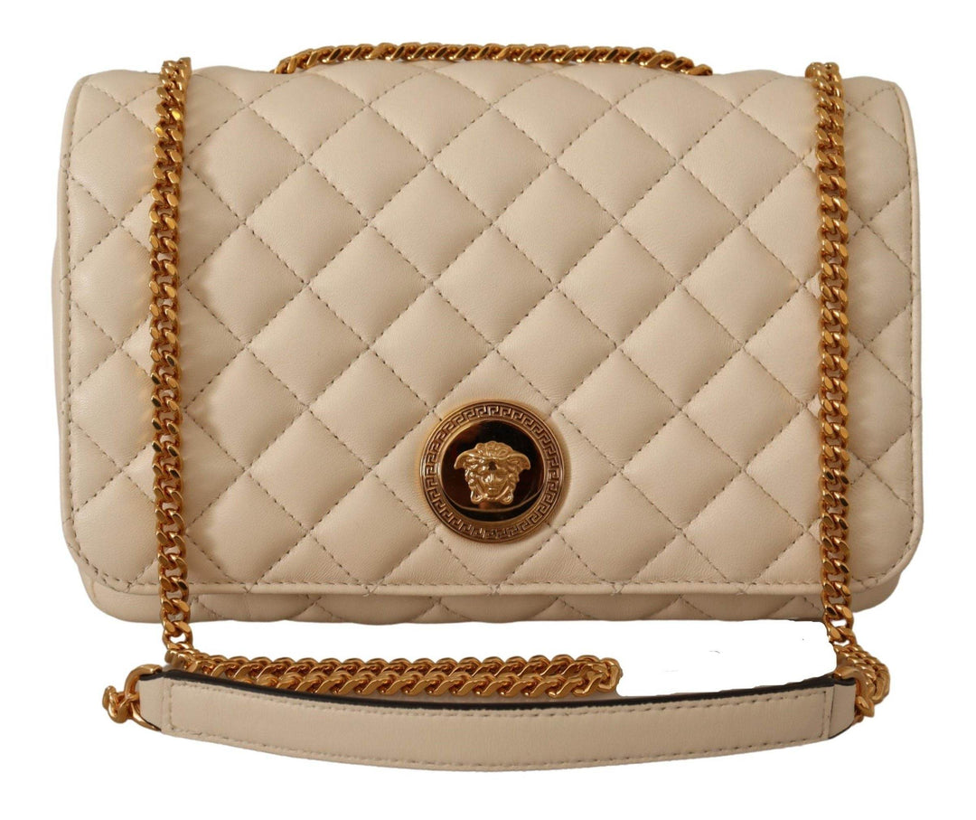 Versace Elegante Umhängetasche aus weißem Nappaleder - Léoré