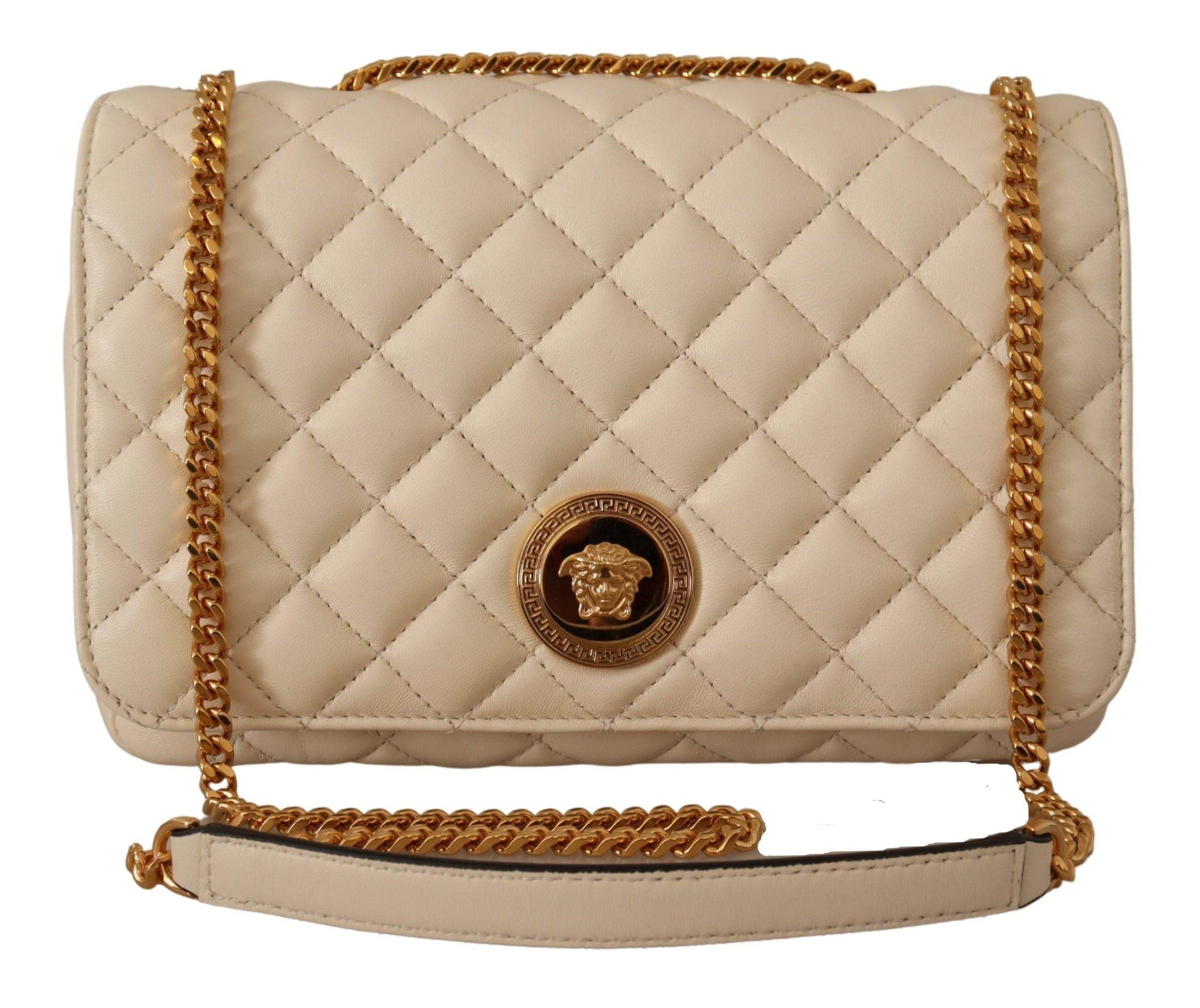 Versace Elegante Umhängetasche aus weißem Nappaleder - Léoré