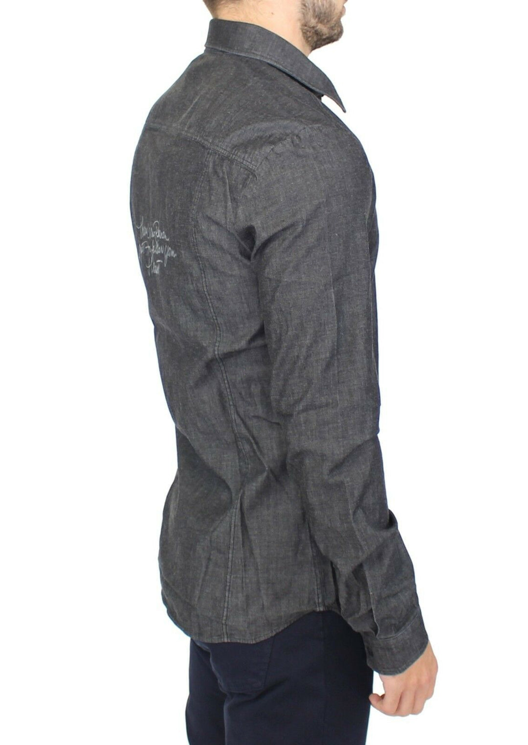 Ermanno Scervino Denim-Jeans Baumwolle Casual Gray Stretch Shirt
