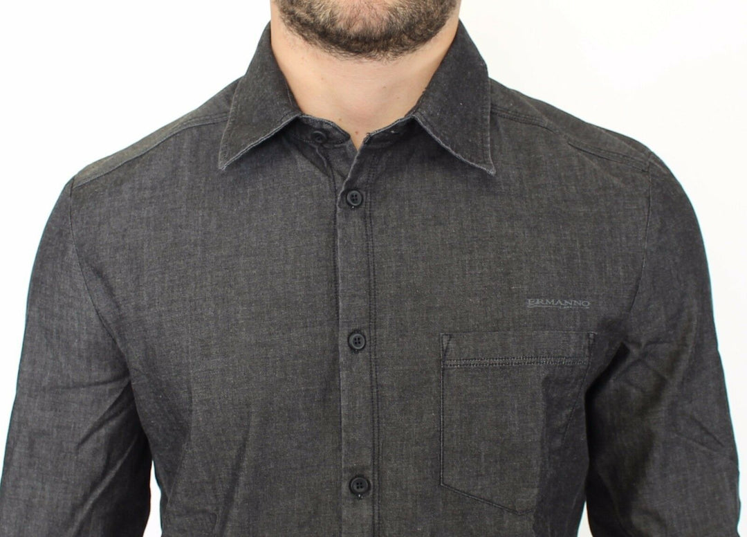Ermanno Scervino Denim-Jeans Baumwolle Casual Gray Stretch Shirt