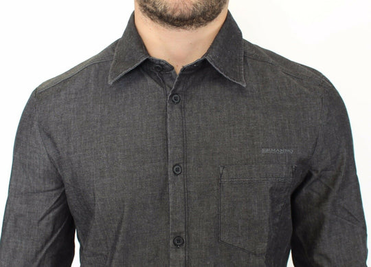 Ermanno Scervino Denim-Jeans Baumwolle Casual Gray Stretch Shirt