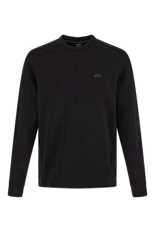 Hugo Boss Elegantes Rundhals-Sweatshirt aus schwarzer Baumwolle - Léoré