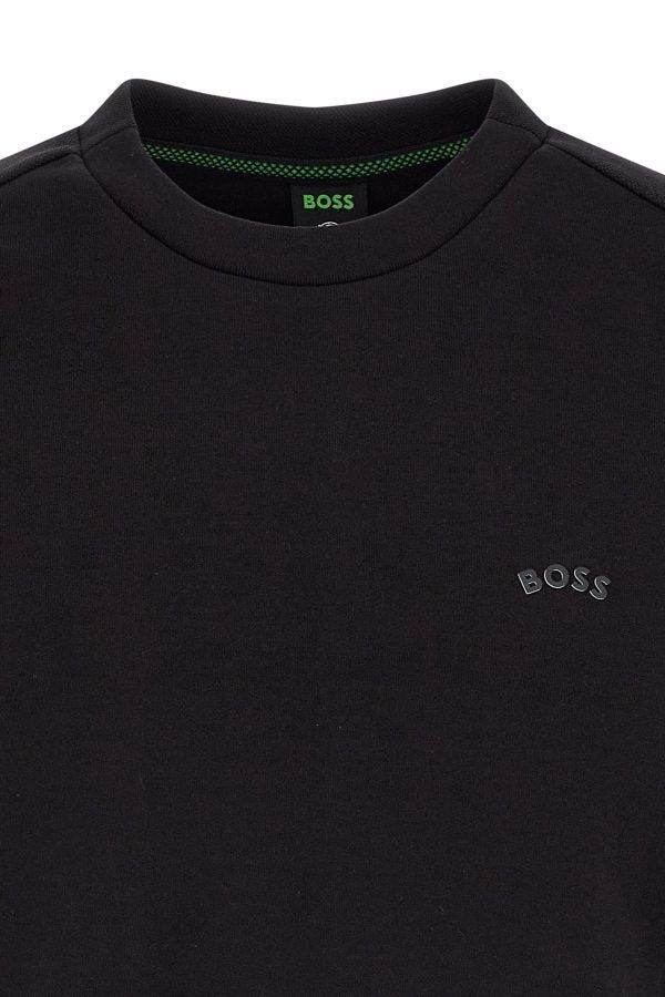 Hugo Boss Elegantes Rundhals-Sweatshirt aus schwarzer Baumwolle - Léoré