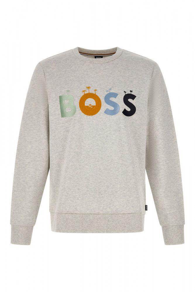 Hugo Boss Elegantes graues Rundhals-Sweatshirt aus Baumwolle - Léoré