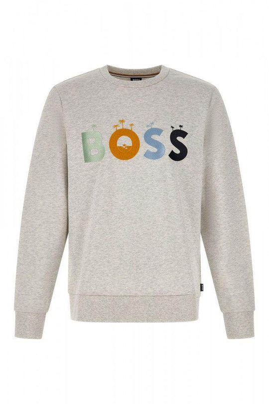 Hugo Boss Elegantes graues Rundhals-Sweatshirt aus Baumwolle - Léoré