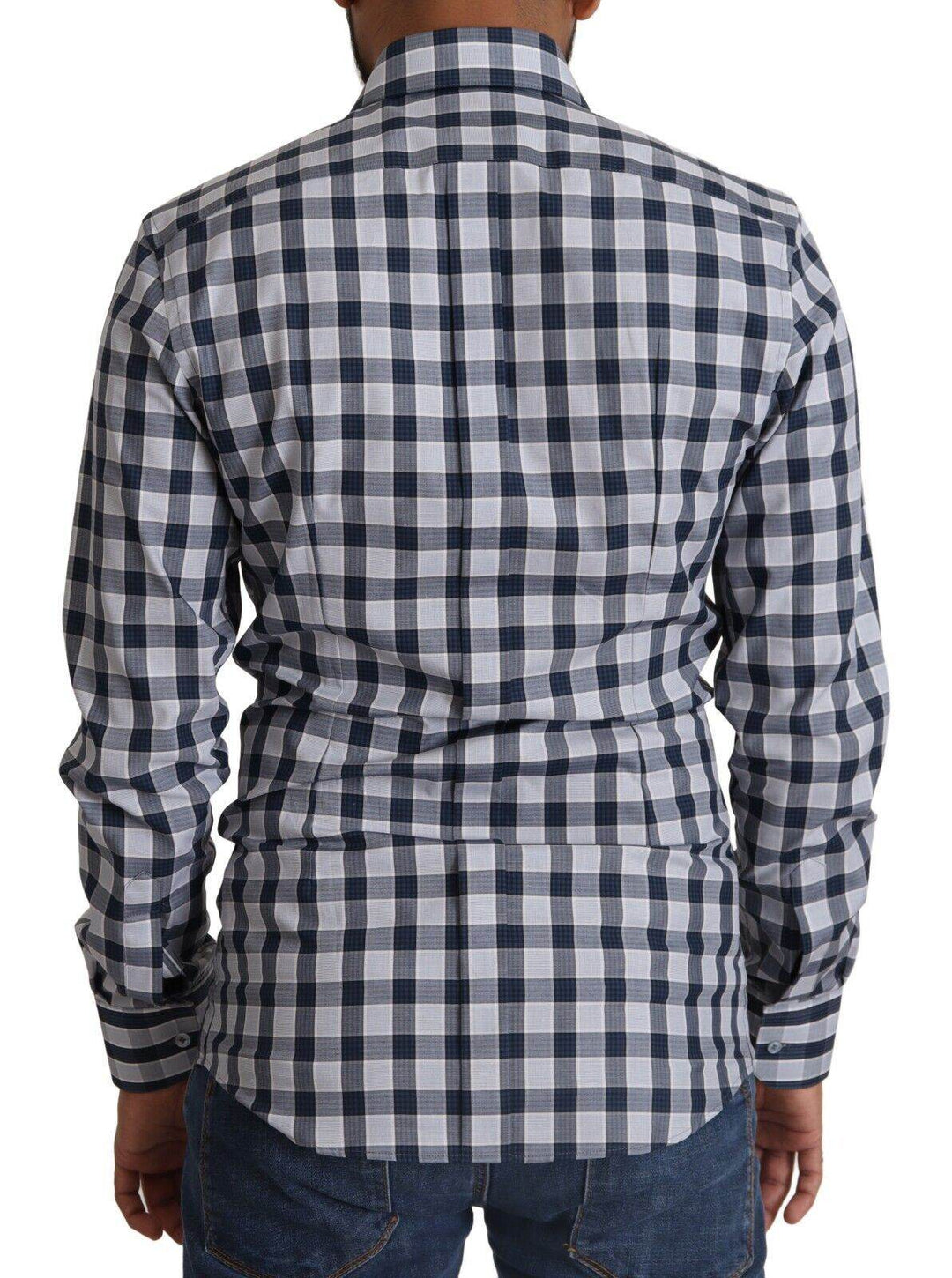 Dolce & Gabbana Elegantes blau-weiß kariertes Slim Fit Hemd - Léoré