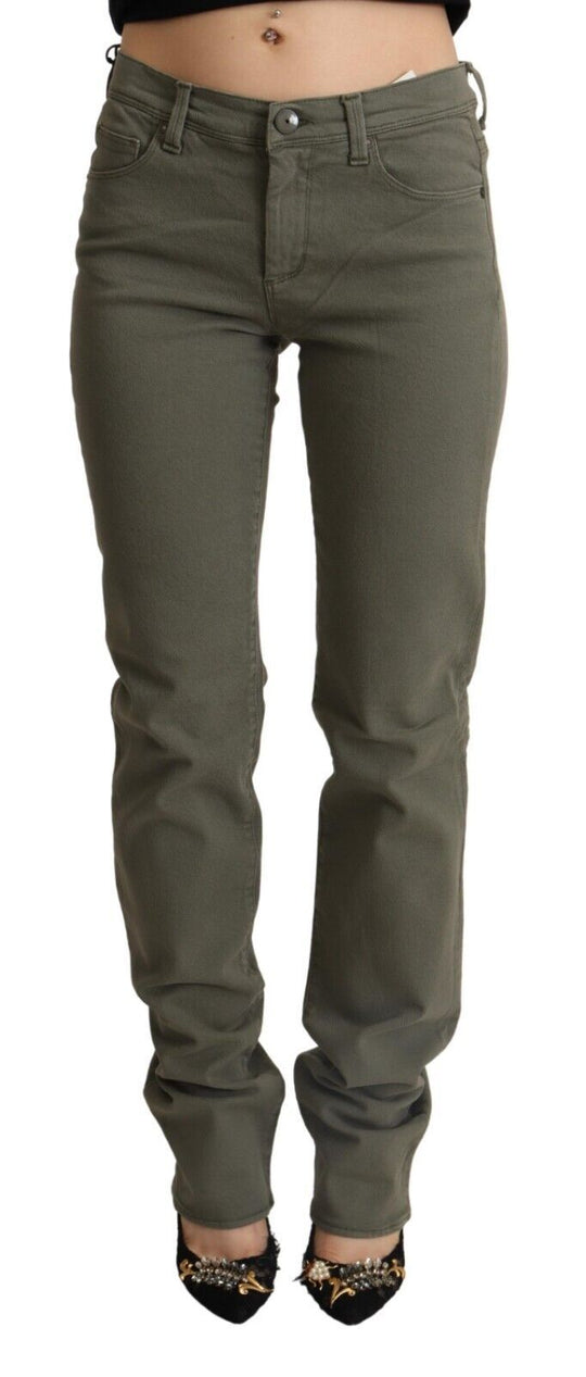 Ermanno Scervino Graue Skinny Denim-Hosenjeans mit niedriger Taille aus Baumwolle
