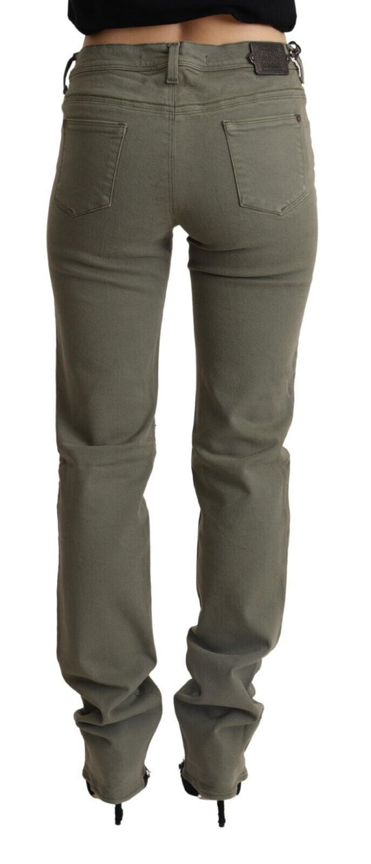 Ermanno Scervino Graue Skinny Denim-Hosenjeans mit niedriger Taille aus Baumwolle
