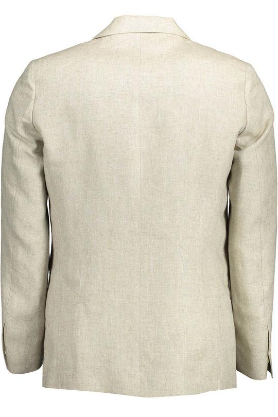 Gant Klassische Jacke aus Leinen in Beige mit Logo-Details - Léoré