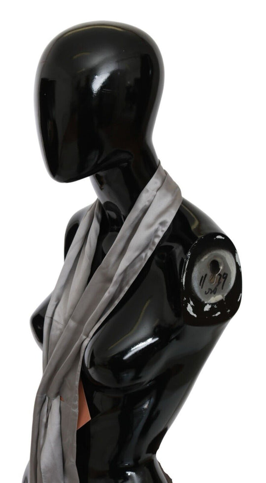 Ermanno Scervino Metallic Silber Seide Hals Wrap Schal Schal