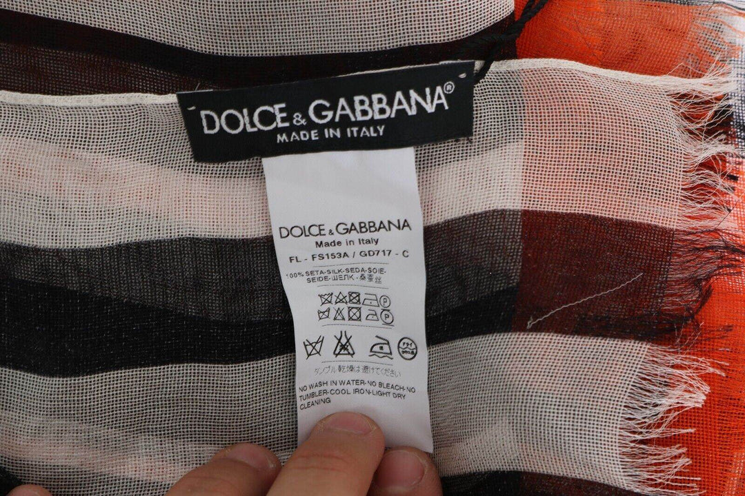 Dolce & Gabbana Elegantes Multicolor Seidenfransen-Tuch - Léoré