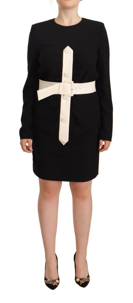 Givenchy Elegantes Minikleid aus schwarzer Wolle mit Gürtel - Léoré