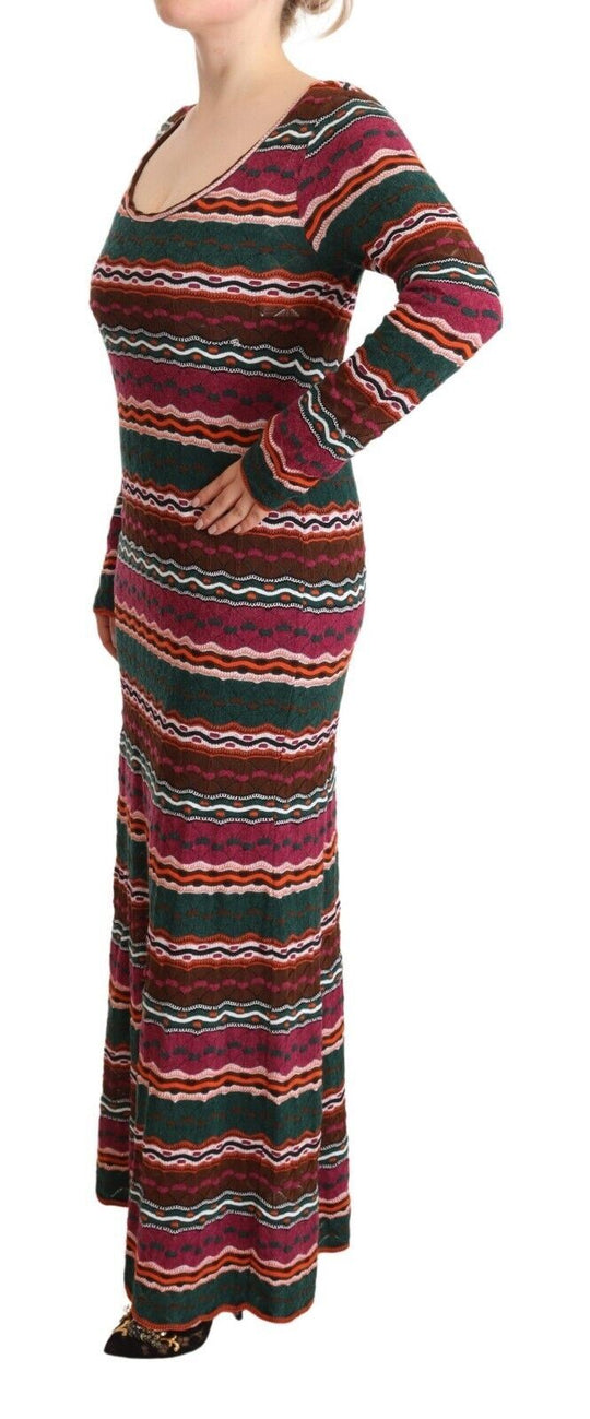 Missoni Mehrfarbig gestreiftes Maxikleid aus Wolle