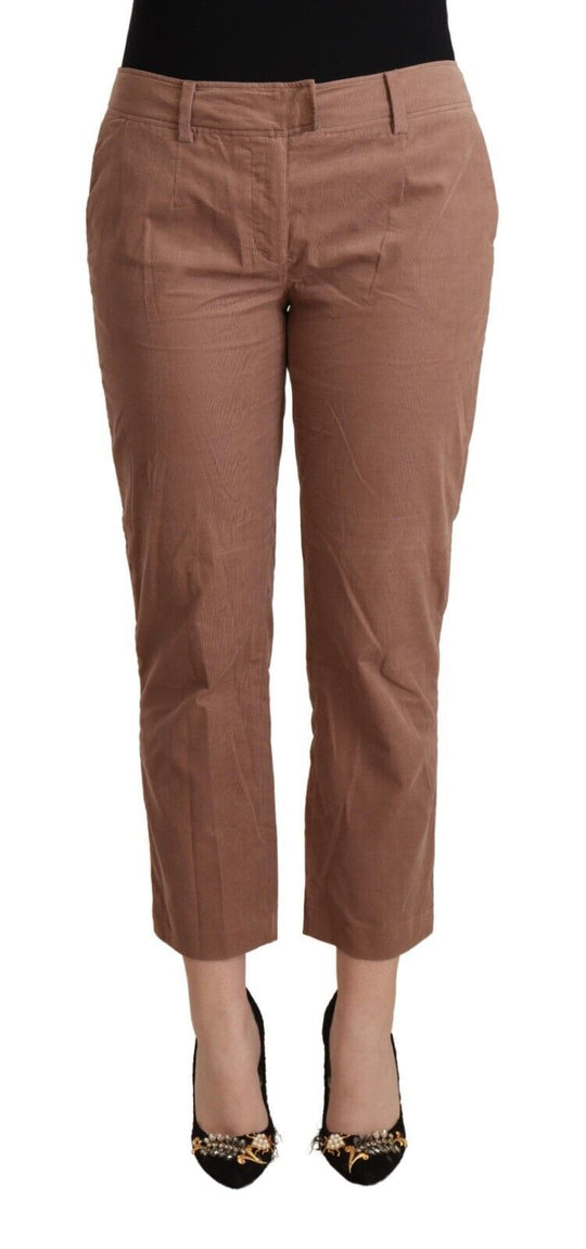 Costume National Braune Baumwoll-Cropped-Hose in Kegelform