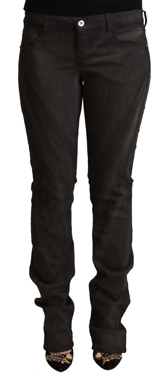 Costume National Schwarze Skinny-Hose aus Baumwolle mit mittlerer Taille