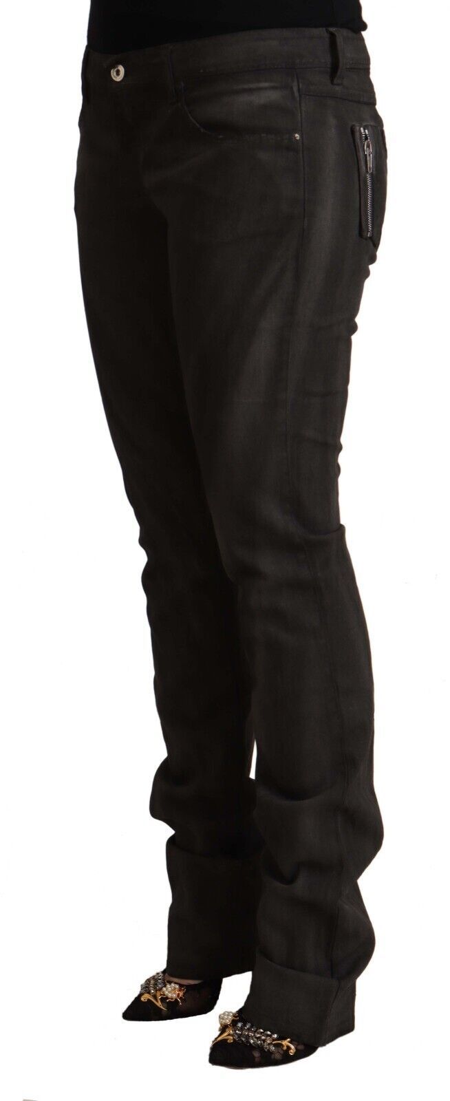 Costume National Schwarze Skinny-Hose aus Baumwolle mit mittlerer Taille