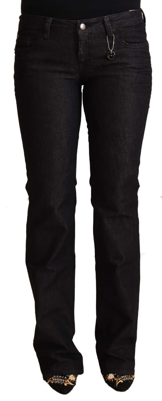Costume National Schwarze Skinny-Jeans aus Baumwolle mit niedriger Taille