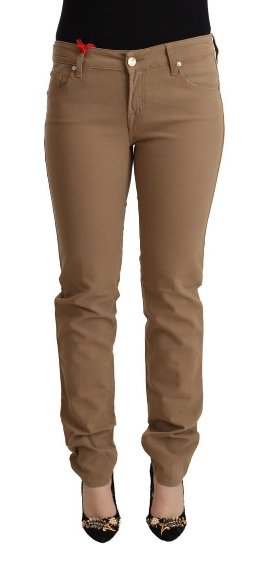 Jacob Cohen Braun Baumwolle Stretch Mid Waist Skinny Hose
