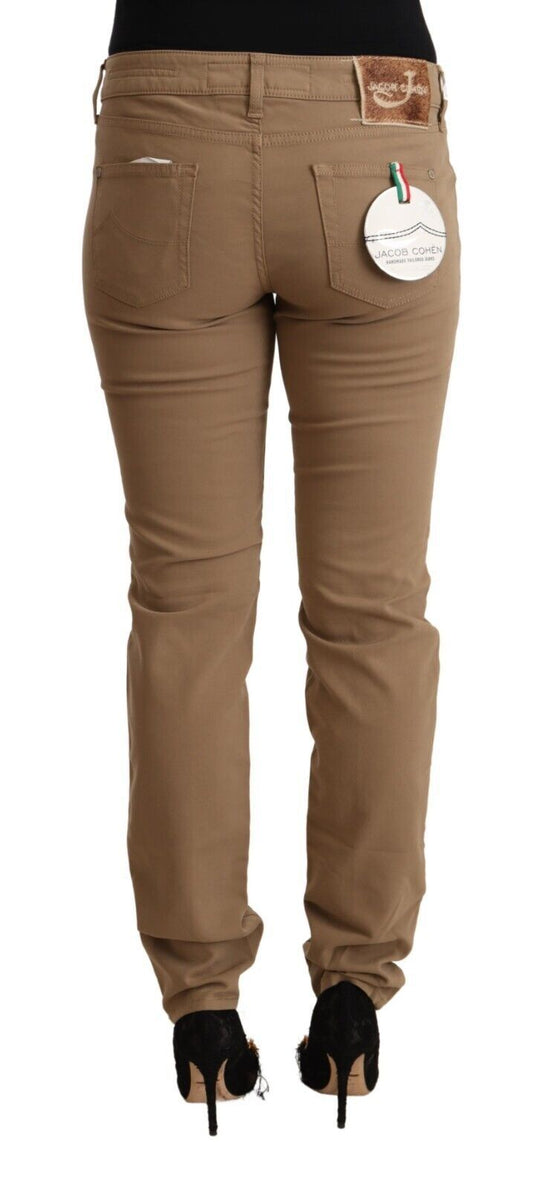Jacob Cohen Braun Baumwolle Stretch Mid Waist Skinny Hose