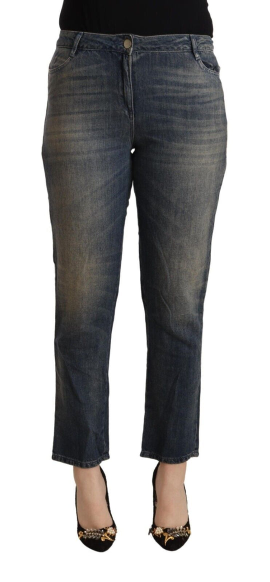 Twinset Blau gewaschene Baumwolle Cropped Capri Damen Denim Jeans
