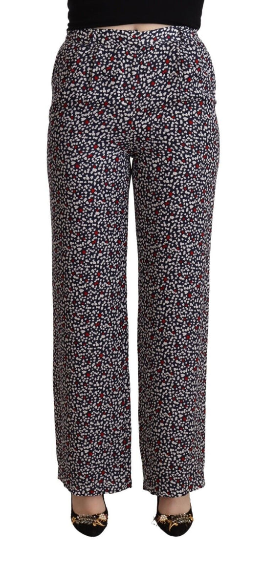 Michael Kors Schwarze bedruckte Straight Pants mit hoher Taille