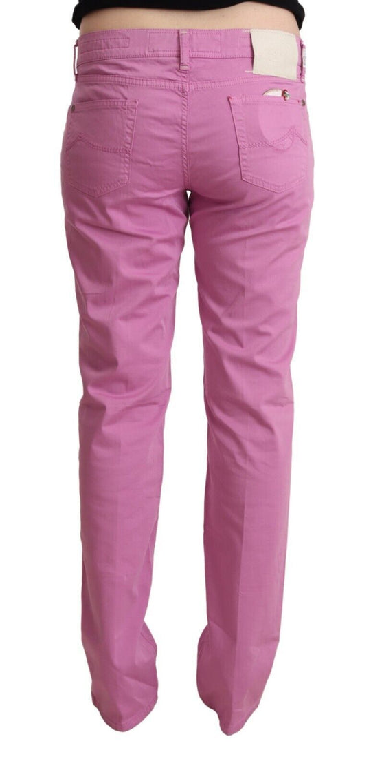 Jacob Cohen Rosa Baumwolle Denim Tapered Jeans mit niedriger Taille
