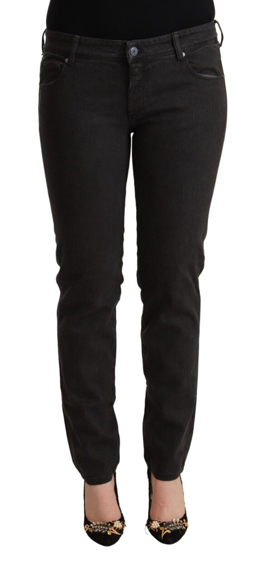 Ermanno Scervino Schwarze Skinny-Jeans aus Baumwoll-Denim mit niedriger Taille