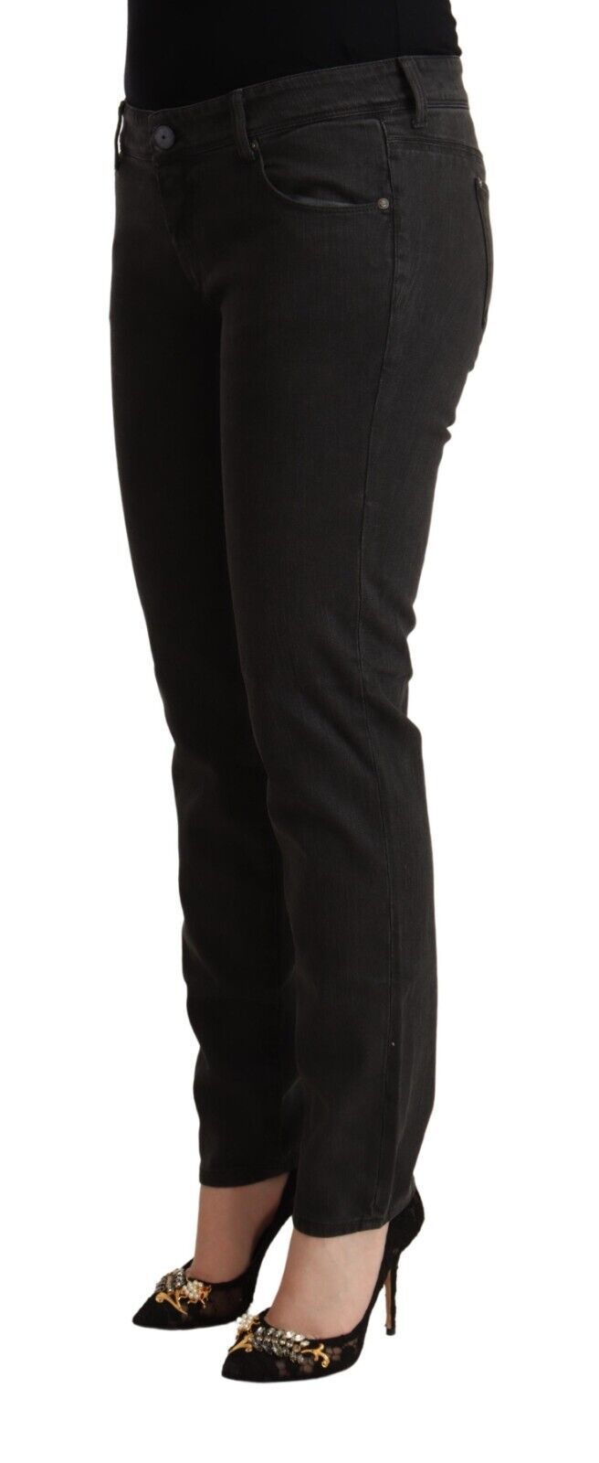 Ermanno Scervino Schwarze Skinny-Jeans aus Baumwoll-Denim mit niedriger Taille