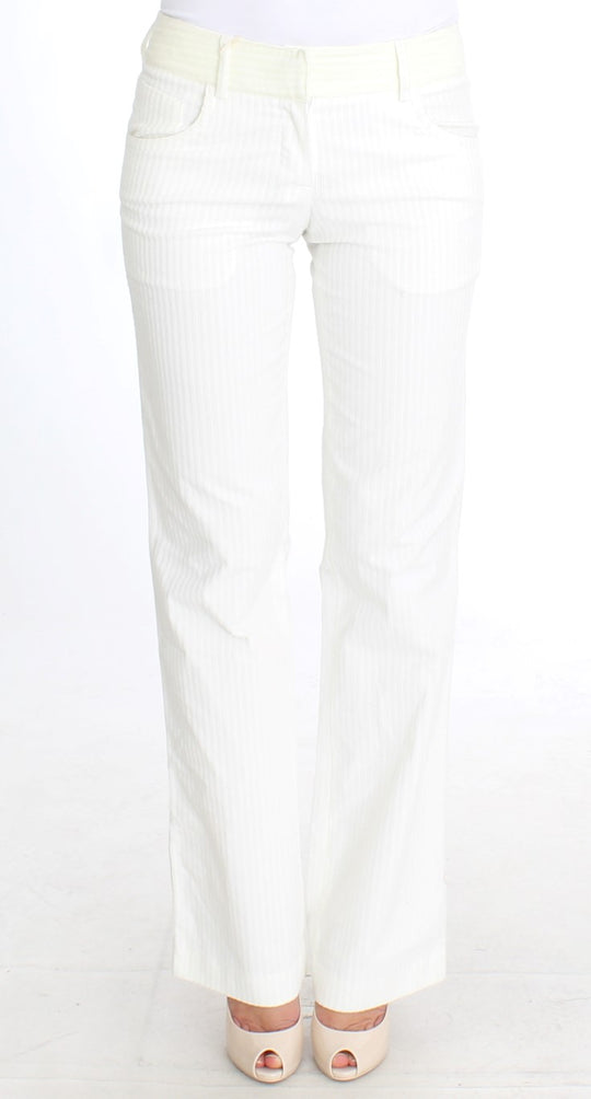 Ermanno Scervino Weiß gestreifte Straight Fit-Hose