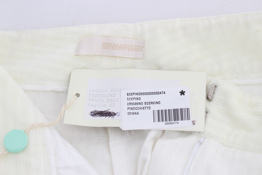 Ermanno Scervino Weiß gestreifte Straight Fit-Hose