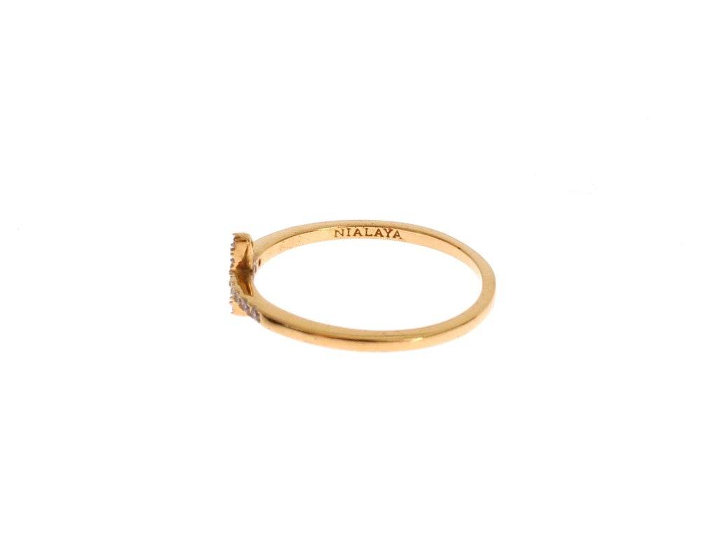 Nialaya Schicker handgefertigter goldener CZ Kristall Ring - Léoré