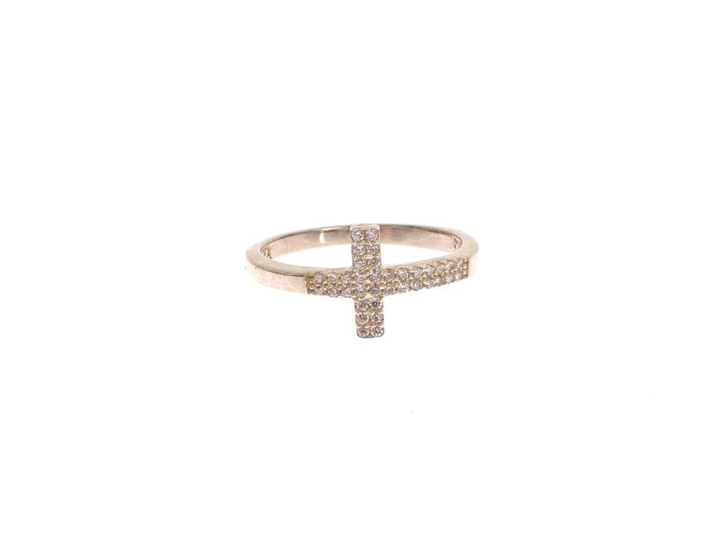 Nialaya Silber CZ Kreuz Aussage Ring - Léoré