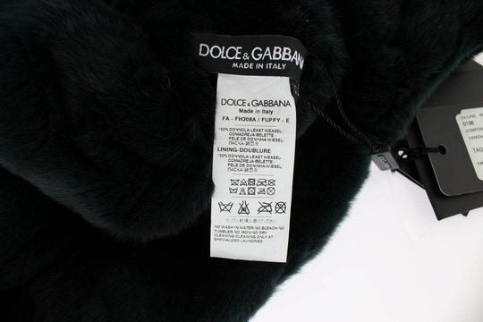 Dolce & Gabbana Exklusive Grünes Wiesel Pelz Kapuzenschal - Léoré