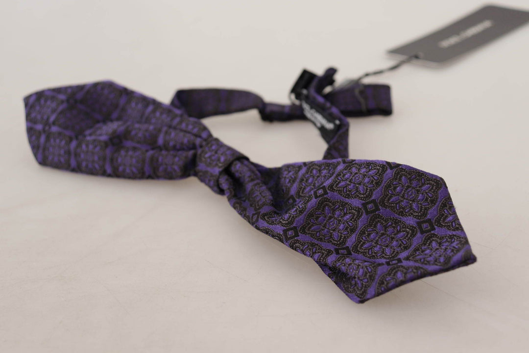 Dolce & Gabbana Elegante Blaue Geometrische Seidenfliege - Léoré