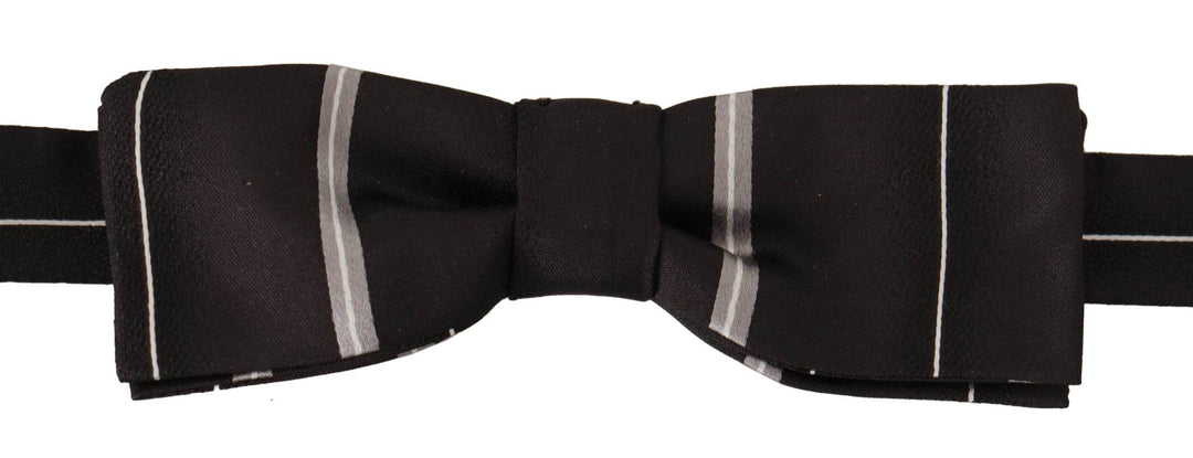 Dolce & Gabbana Elegante Seidenfliege in Schwarz und Grau - Léoré
