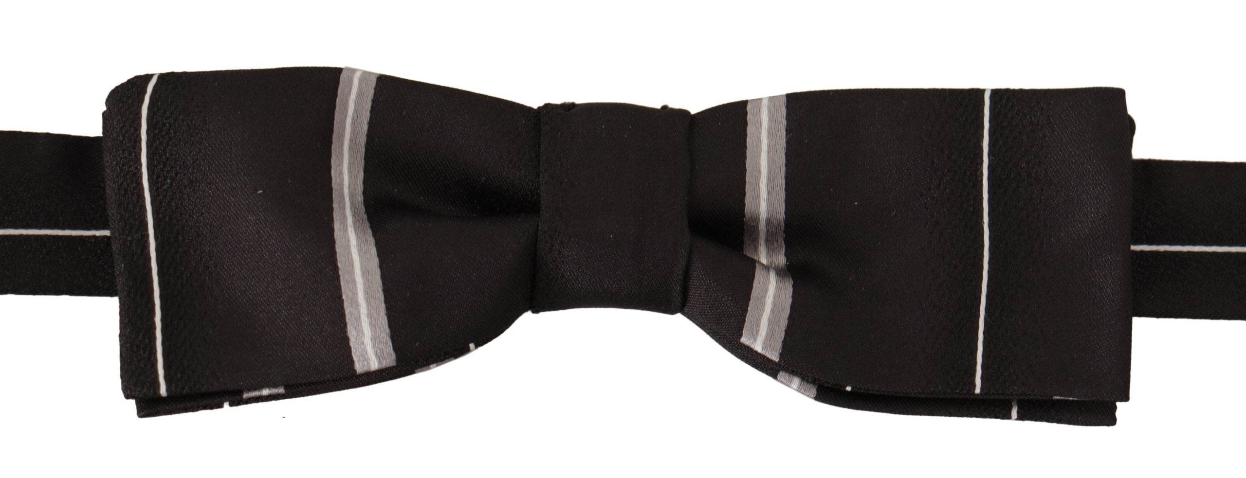 Dolce & Gabbana Elegante Seidenfliege in Schwarz und Grau - Léoré