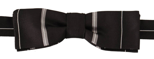 Dolce & Gabbana Elegante Seidenfliege in Schwarz und Grau - Léoré
