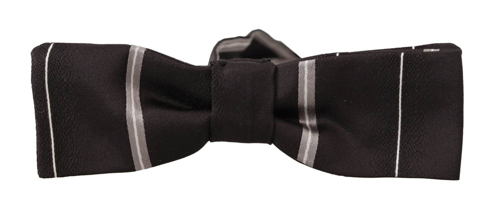 Dolce & Gabbana Elegante Seidenfliege in Schwarz und Grau - Léoré