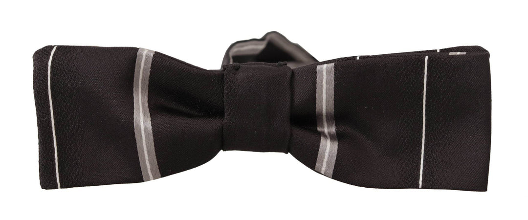 Dolce & Gabbana Elegante Seidenfliege in Schwarz und Grau - Léoré