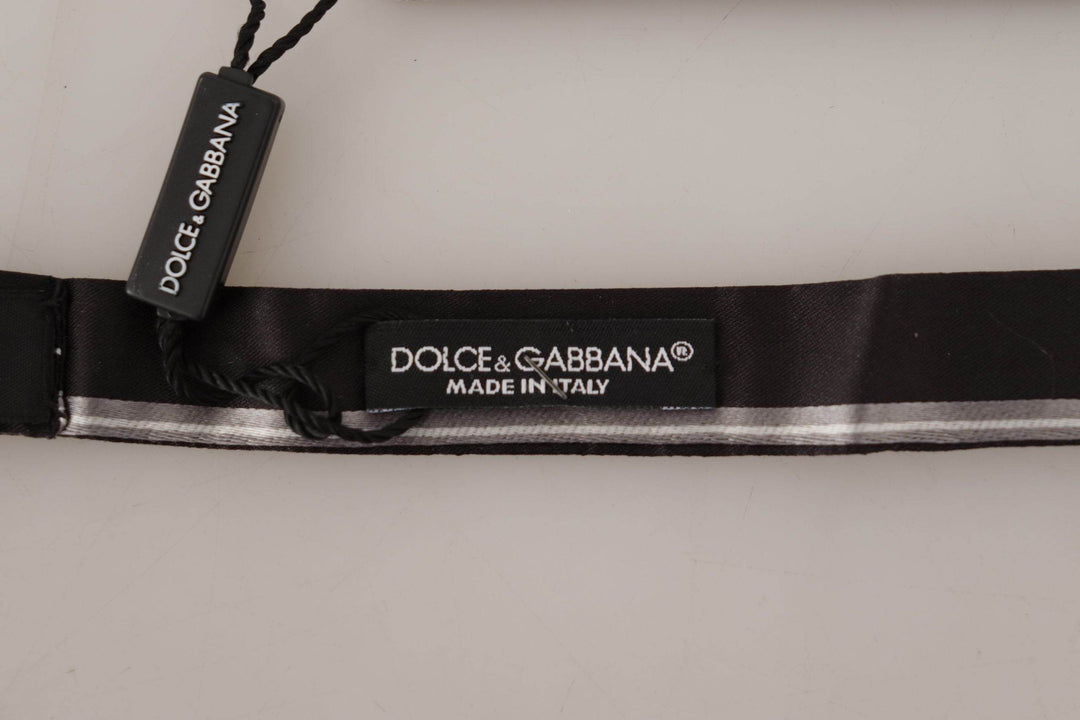 Dolce & Gabbana Elegante Seidenfliege in Schwarz und Grau - Léoré