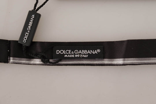 Dolce & Gabbana Elegante Seidenfliege in Schwarz und Grau - Léoré