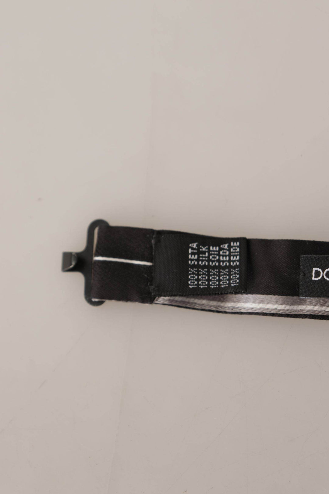 Dolce & Gabbana Elegante Seidenfliege in Schwarz und Grau - Léoré