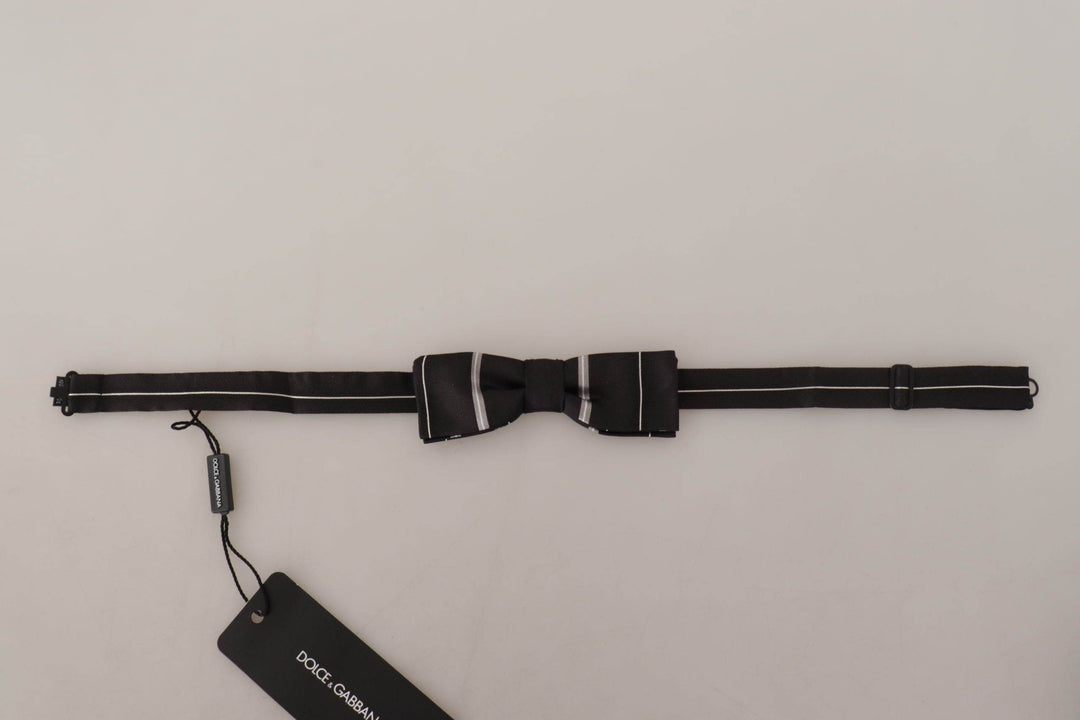 Dolce & Gabbana Elegante Seidenfliege in Schwarz und Grau - Léoré