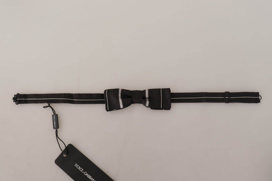 Dolce & Gabbana Elegante Seidenfliege in Schwarz und Grau - Léoré