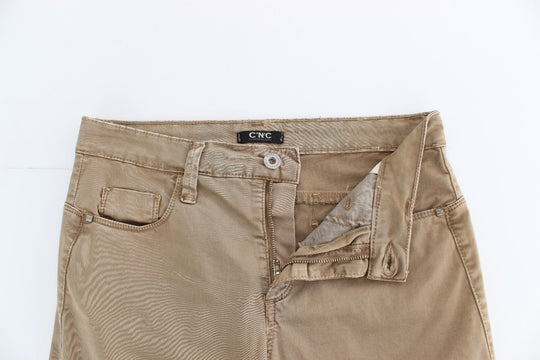 Costume National Beige Geradbeinige Denim-Hose Stretch-Jeans