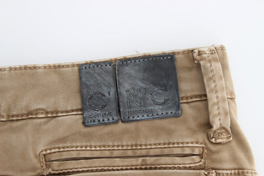 Costume National Beige Geradbeinige Denim-Hose Stretch-Jeans