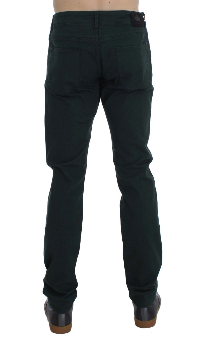 Ermanno Scervino Grüne Baumwoll-Denim Stretch Straight Fit Jeans