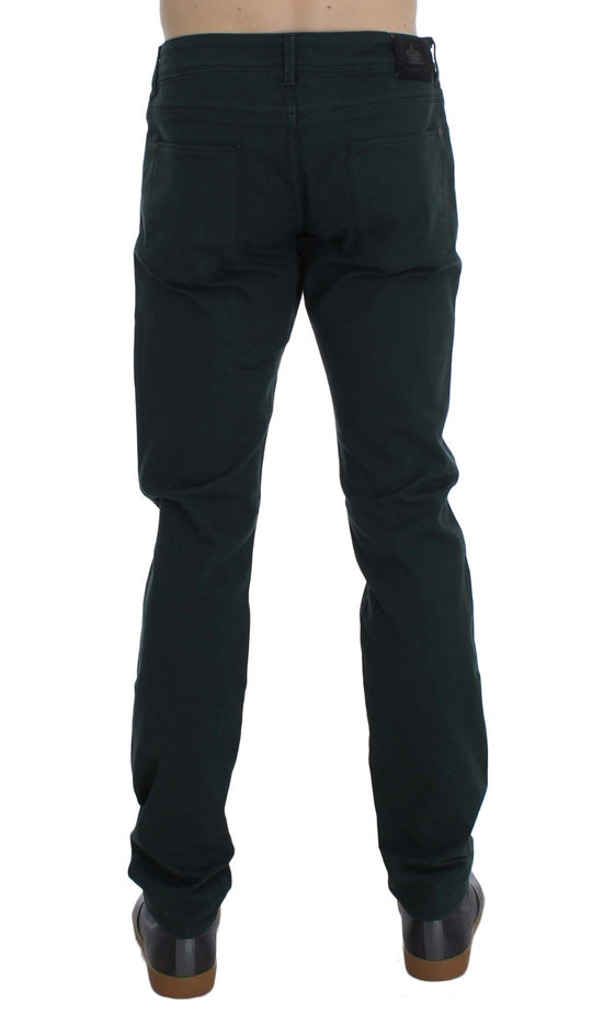 Ermanno Scervino Grüne Baumwoll-Denim Stretch Straight Fit Jeans