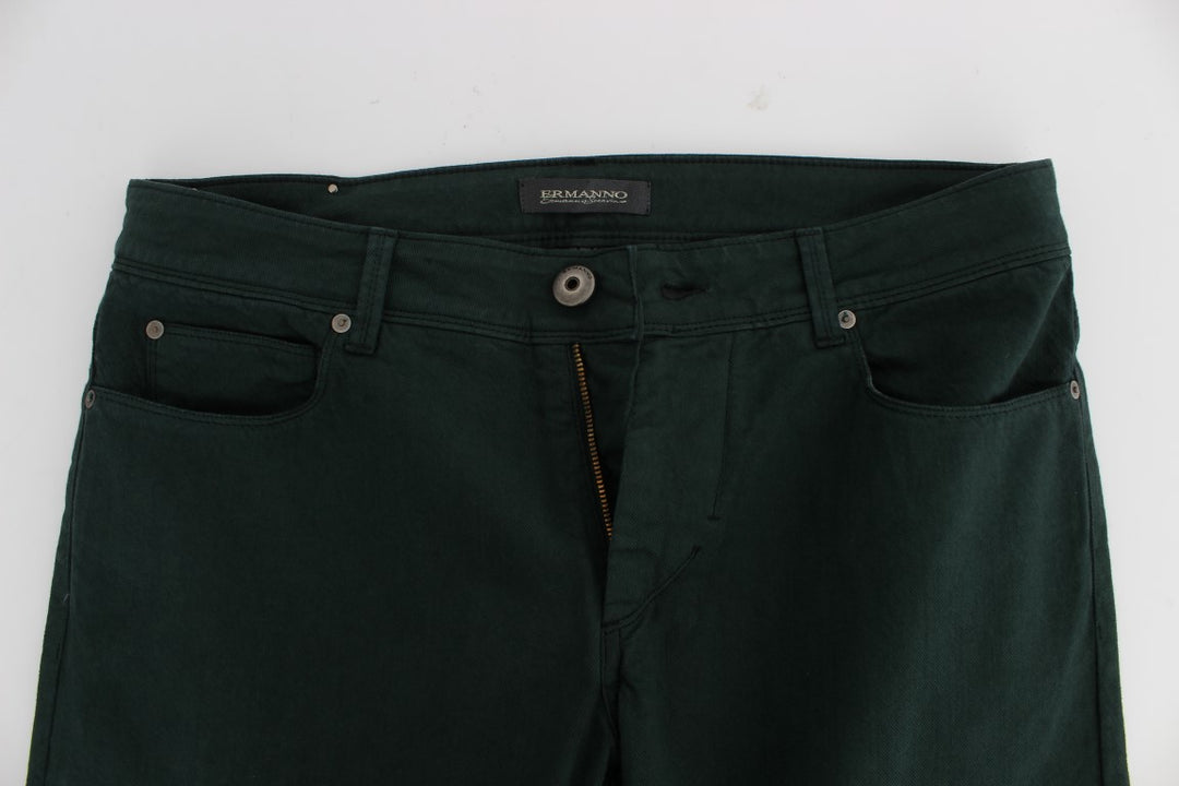 Ermanno Scervino Grüne Baumwoll-Denim Stretch Straight Fit Jeans